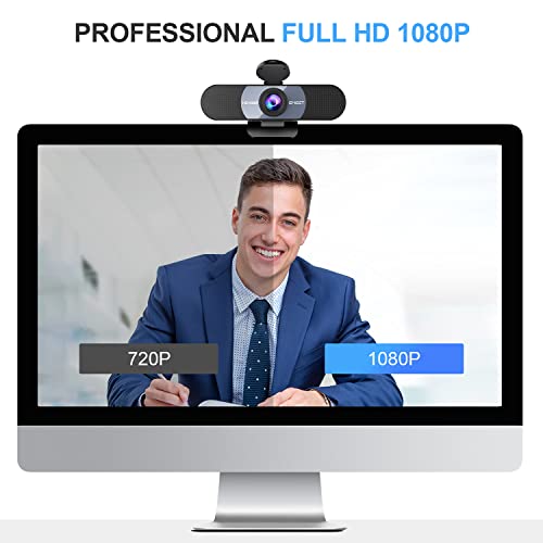 1080P HD Webcam - C960 Web Camera with Microphone, 90POV PC Camera w/2 Noise-canceling Mics &Privacy Cover, Plug & Play USB Webcam for Video Callling, Zoom/Skype/Facetime,PC/Mac/Laptop - Grey