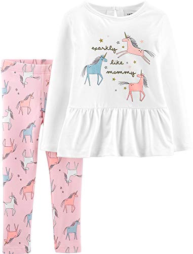 Baby Girls Sparkly Like Mommy Unicorn Leggings Set 3 Month White/Pink/Blue