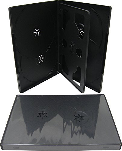 10 Slim Black Five Capacity DVD Empty Replacement Boxes with Wrap Around Sleeve #DV5R14BK (14mm) (5DVD)