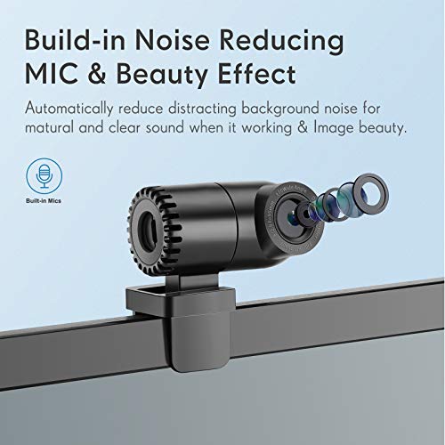 USB Full HD 1080P Webcam with Built-in Dual Microphone, Plug & Play Face Camera widely Used for Online Meetings/Business