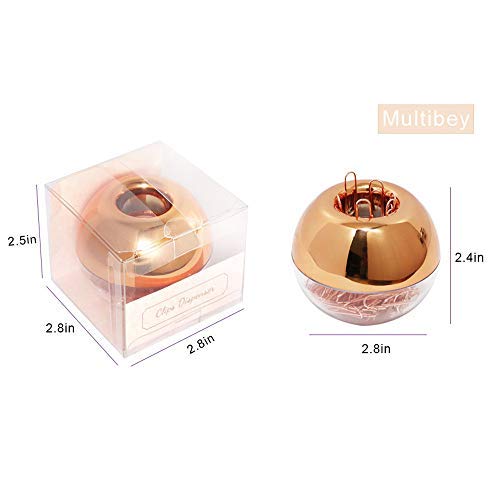 Round Rose Gold Paper Clips in Holder, 100 Pack
