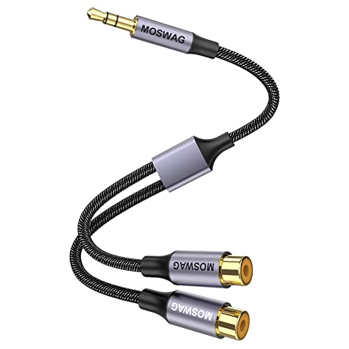 3.5mm to RCA Cable 1 Pack,3.5mm Male to 2 RCA Female Headphone Jack to RCA Stereo Audio Adapter Cable Compatible with Smartphones,MP3,Tablets,Speakers,Home Theater,HDTV and More