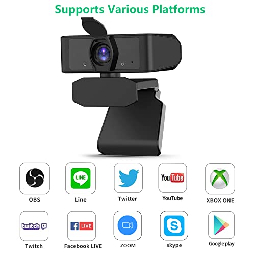 HD Webcam 1080P with Microphone, PC Laptop Desktop USB Webcams, Pro Streaming Computer Camera, 120-Degree Wide Angle Webcam by