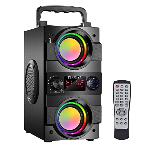 Bluetooth Speaker, 40W(60W Peak) Portable Bluetooth Speakers with Subwoofer Wireless Stereo Rich Bass Boombox with LED Lights Outdoor Home Party Speakers Support FM Radio Remote Control AUX EQ