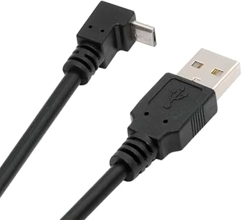 Down Angled 90° Micro USB to USB Type-A Data Cable, 20cm
