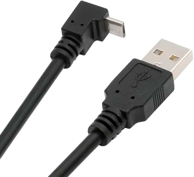 Down Angled 90° Micro USB to USB Type-A Data Cable, 20cm
