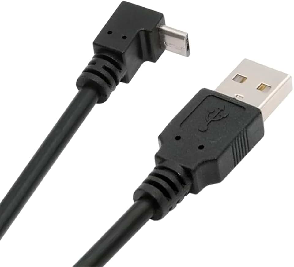 Down Angled 90° Micro USB to USB Type-A Data Cable, 20cm