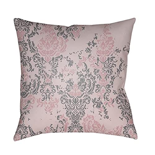 DK023-2222 Moody Damask Pillow Cover, 22" x 22", Pink, Purple