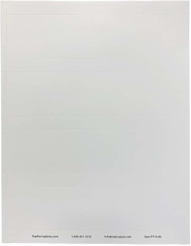 White Printable Perforated Nameplate Inserts, 8" x 2"