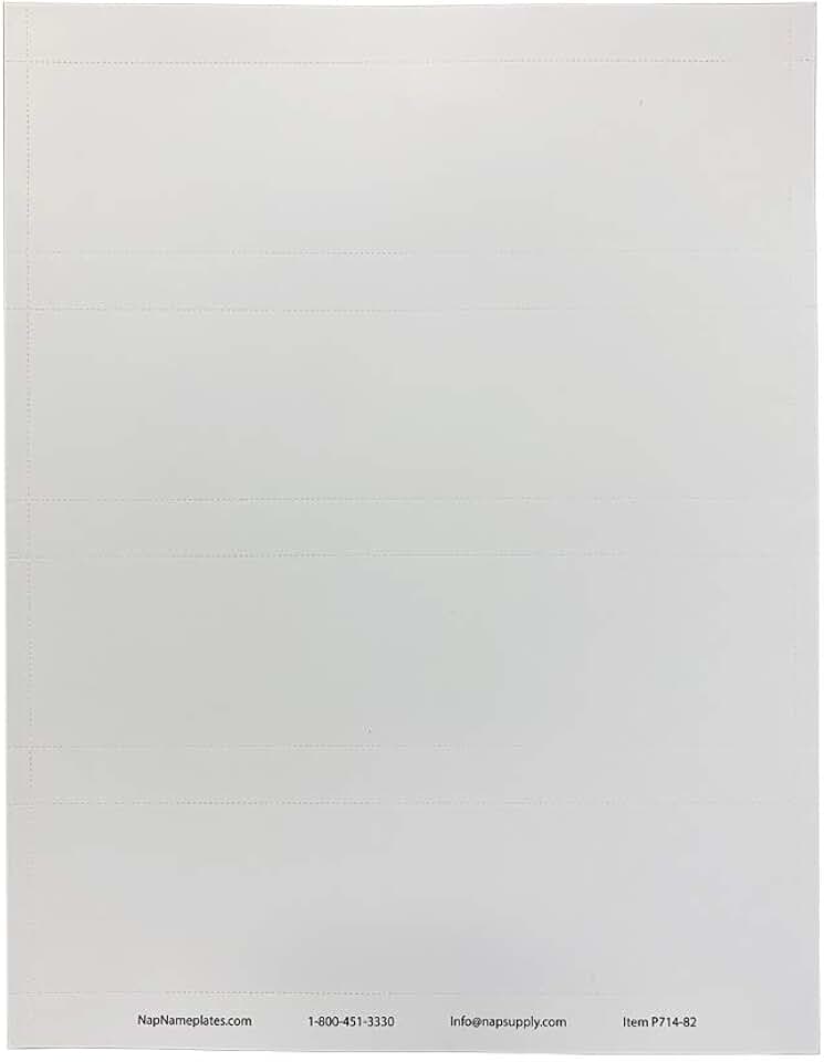White Printable Perforated Nameplate Inserts, 8" x 2"