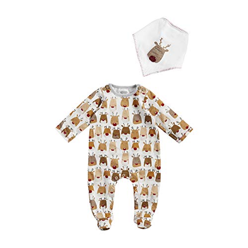 Baby Boys  Reindeer Sleeper and Bib Set, Brown, 0-3 Months