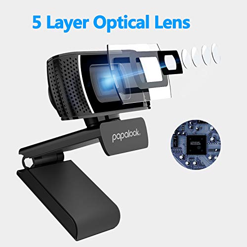 Webcam 720P with Microphone, PA327 HD Webcam USB Computer Camera with Built-in Microphone, Flexible Rotatable Clip, Video Live Streaming for PC Mac Laptop Tablet Desktop