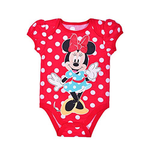 Baby-Girls 1 Minnie Bodysuit and 2 Minnie Face Bibs To Attach To The Bodysuit, Red, 6-9 Months (3-Piece)
