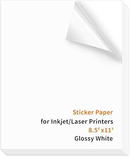 Glossy White Printable Sticker Paper, 100 Sheets