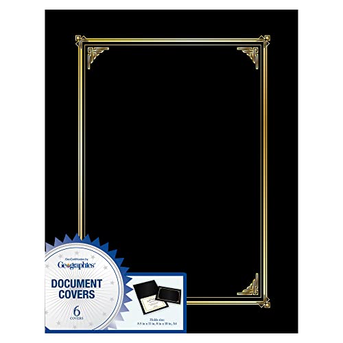 Black Classic Linen Document Covers, 12.5 x 9.75 inches, 6-pack