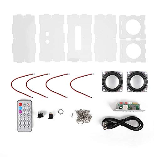 Bluetooth Speaker DIY Kit MP3 Music Pack Stereo Sound 3W Mini Power Amplifier with Remote Control,Support Bluetooth, Power-Off Memory,TF Memory Card/U Disk to Play Music(Transparent)