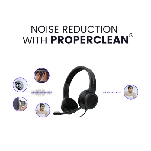 HP10 Headset with Microphone, Wired USB Computer Headphones with Environmental Noise Cancellation, Lightweight Mute Control, Business Telephone Headset for PC, Call Center, Office