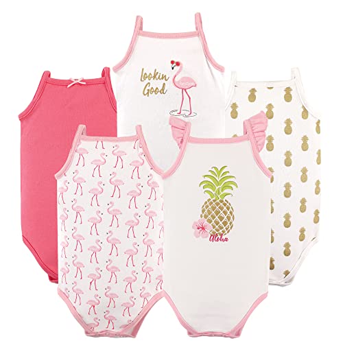 Unisex  Cotton Sleeveless Bodysuits Pineapple, 0-3 Months