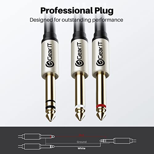 1/4 inch TRS Stereo to Dual 1/4 inch Y-Splitter Insert Cable (15ft) 1/4 Inch Male Jack to Dual 1/4inch(6.35mm) Male TS Mono Breakout Cable Audio Patch Quarter Inch Cord - 15 feet