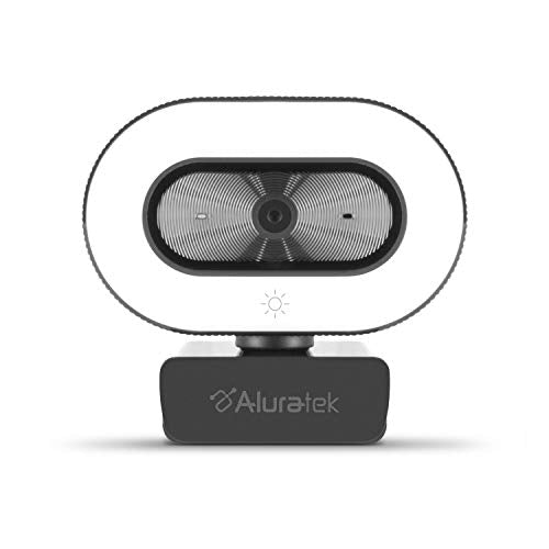 1080p HD Webcam with Ring Light, Auto Focus and Directional Noise Cancelling Mic, Universally Compatible, LED Adjustable Ring Light