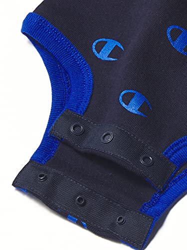 Baby Print Infant 3-pc Box Includes a Body Suit, a Bib OR Hat and Pair of Booties in Multiple Colors, All Over C-Navy 410, 0-6