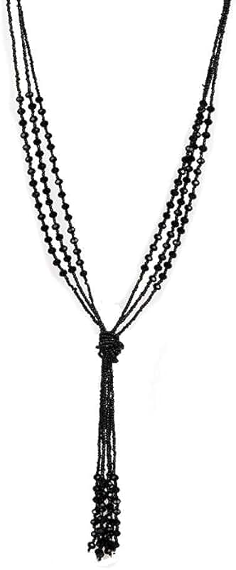 Vintage Charcoal Black Beaded Necklace for Women