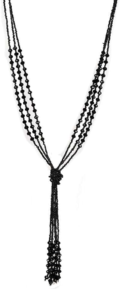 Vintage Charcoal Black Beaded Necklace for Women