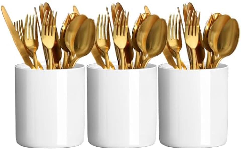 Elegant white porcelain utensil and spoon holder