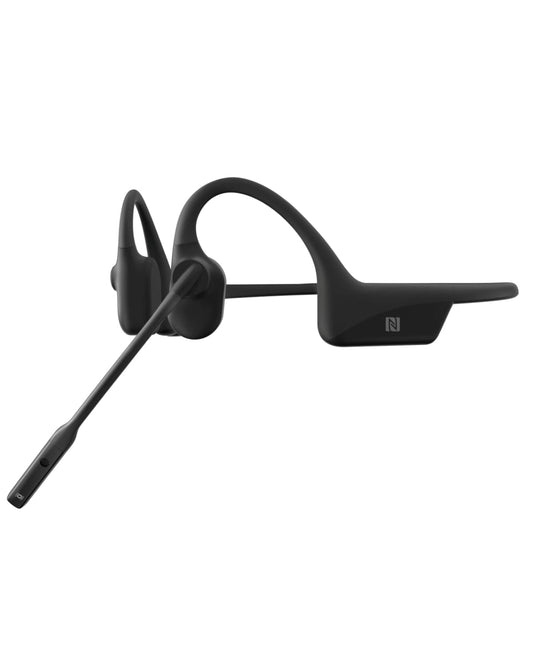 (AfterShokz) OpenComm - Bone Conduction Open-Ear Stereo Bluetooth Headset with Noise-Canceling Boom Microphone - Wireless Headset for Mobile Use, with Bookmark