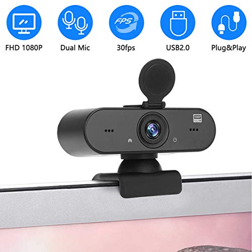 Webcam with Microphone,1080p Full HD Live Streaming Camera USB Computer Webcam [Plug and Play] for PC Mac Laptop Desktop,Suitable for Online Class/Facetime/Teams/Gaming, Zoom/Skype/OBS/YouTube/etc.