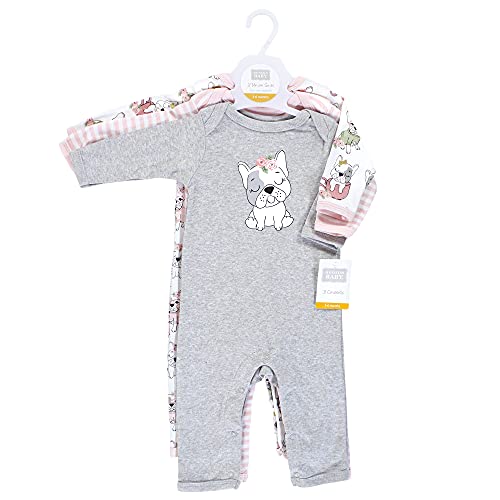 Uni   Cotton Coveralls Girl Whimsical Dog, 0-3 Months
