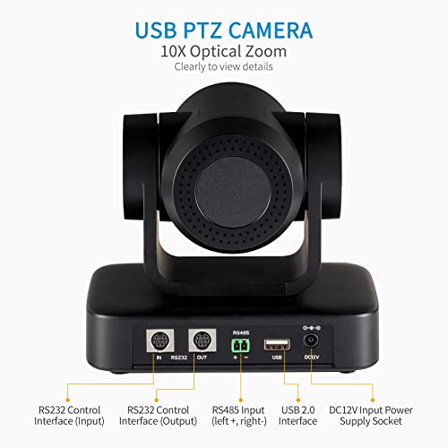 USB10X Video Conference Webcam USB PTZ Camera 10X Optical Zoom Full HD 1080p for Live Streaming Church Business Education Medical Conference Room Camera System