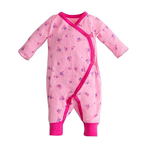 Cotton Baby Girl Butterfly Printed Long Sleeve Side Snap Kimono (0-3m)