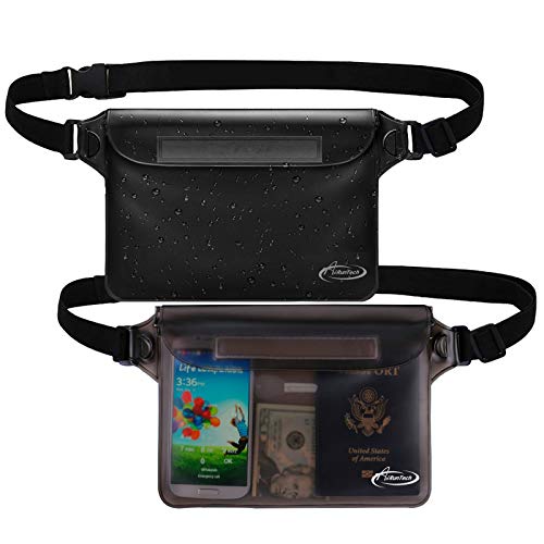Waterproof Pouch with Waist Strap (2 Pack) | Beach Accessories Best Way to Keep Your Phone and Valuables Safe and Dry | Perfect for Boating Swimming Snorkeling Kayaking Beach Pool Water Park