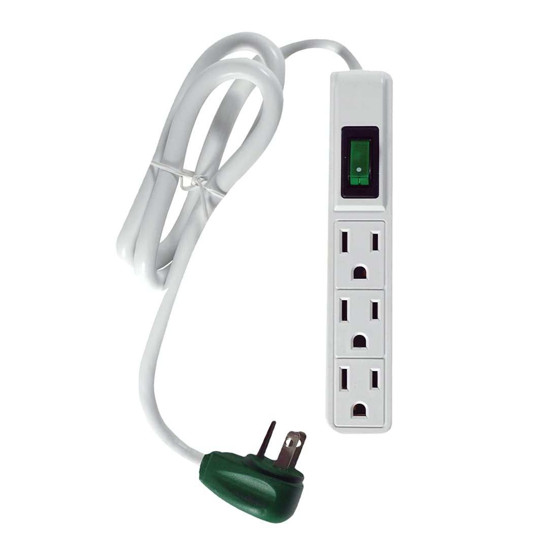 GoGreen (GG-13002MS) 3 Outlet Strip, White, 2.5 Ft Cord