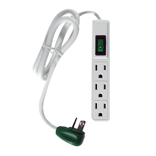 GoGreen 3 Outlet Power Strip, White, 2.5 Feet Cord