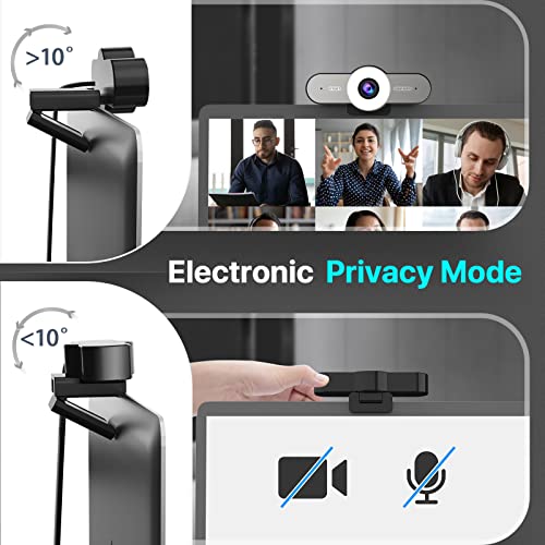 1080P Webcam with Microphone - 60FPS Streaming Camera w/2 Noise-reduction Mics,90FOV USB Computer Camera with Privacy Mode, C970L Autofocus USB Webcam for Video Calls Conference/Zoom/Skype, Grey