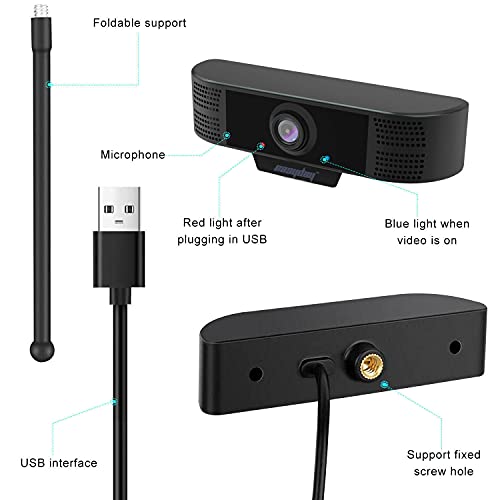 1080P Webcam with Microphone, USB 2.0 Desktop Laptop Computer Web Camera with Auto Light Correction, Plug and Play, for Windows Mac OS, for Video Streaming, Conference, Gaming, Online Classes