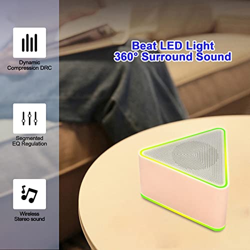 Small Bluetooth Speaker with Colorful Beat Lights for Indoor Out Door|Subwoofer Heavry Bass|Built-in Microphone|Waterproof IPX5|TWS|Compatible with Phone Computer TV|Black
