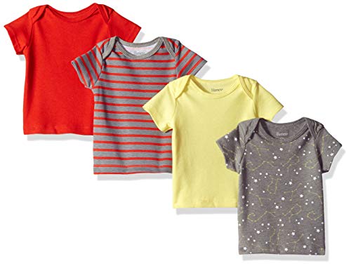 Ultimate Baby Flexy 4 Pack Short Sleeve Crew Tees, Yellow Reds, 0-6 Months