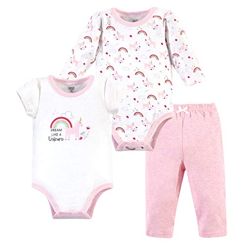 Unisex Baby Cotton Bodysuit and Pant, Rainbow Unicorn, 0-3 Months