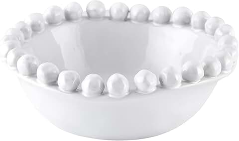 Small white beaded ceramic bowl for table sugar