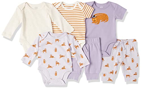 Baby Girls' Cotton Layette Outfit Sets, Lilac, Cat, Preemie