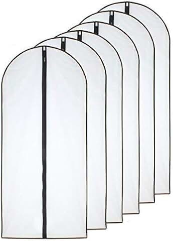 Set of 6 Clear Hanging Garment Bags, 24x60 inches