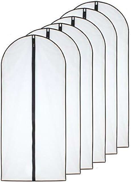 Set of 6 Clear Hanging Garment Bags, 24x60 inches