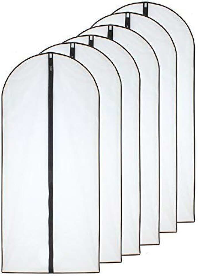 Set of 6 Clear Hanging Garment Bags, 24x60 inches