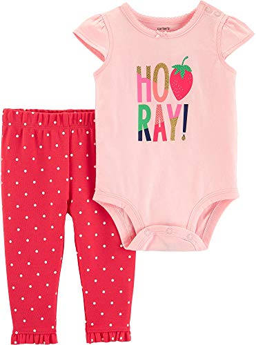 Baby Girls Hooray! Polka Dot Bodysuit Set 3 Month Pink/White