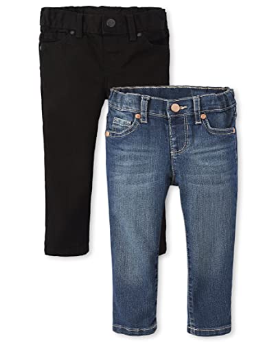 Baby Girls and Toddler Girls Basic Skinny Jeans, Black Wash, 4T