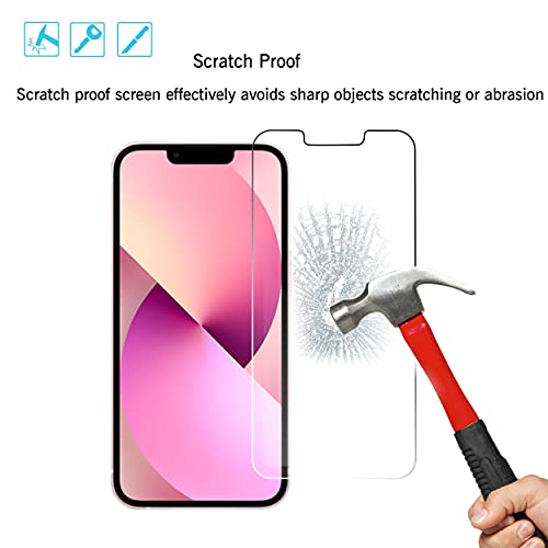 Glass Screen Protector Compatible for iPhone 14/13/13 Pro [6.1 Inch] Display 3 Pack Tempered Glass,Case Friendly
