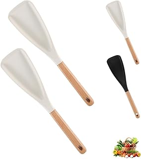 Set of two heat-resistant silicone cooking spoons with wood handles